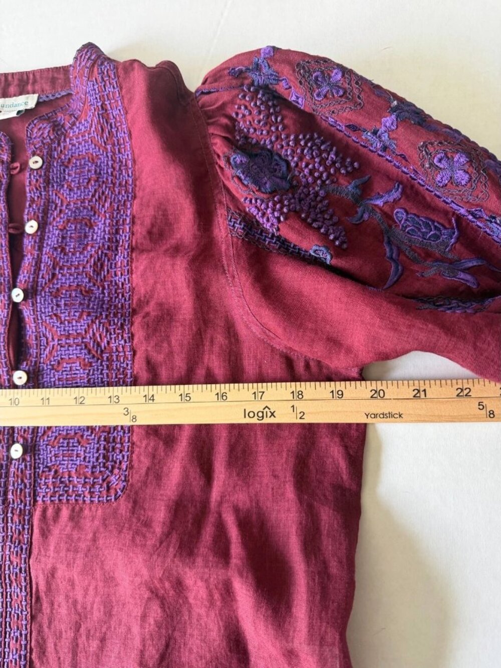 Sundance Catalog Embroidered Boho Christiane Blouse Sz S Cabernet - Picture 8 of 10
